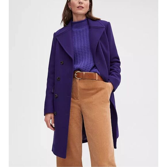 ANN TAYLOR $248 MIDNIGHT MULBERRY WOOL BLEND NOTCH COLLAR COAT SZ XXL NEW - Picture 3 of 5